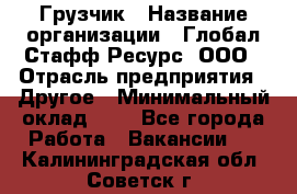 Грузчик › Название организации ­ Глобал Стафф Ресурс, ООО › Отрасль предприятия ­ Другое › Минимальный оклад ­ 1 - Все города Работа » Вакансии   . Калининградская обл.,Советск г.